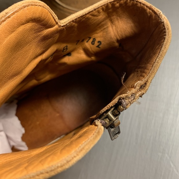 Lucchese Brown Short Distressed Floral Boots - Picture 14 of 14